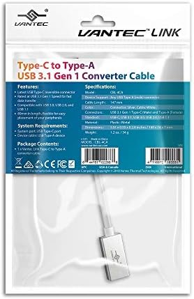 Vantec Link Type-C до Type-A USB 3.1 Gen 1 конвертор кабел, бел