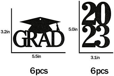 2023 Податоци за исечоци со ознаки за дипломирање Центари за дипломирање стапчиња Црн сјај, класа од 2023 година честитки за табели со табели