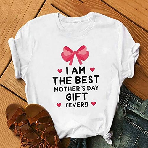 Преголеми западни графички маички за жени печати врвна маица Денот на мајката Туника блуза Стилски графички маички трендовски Y2K