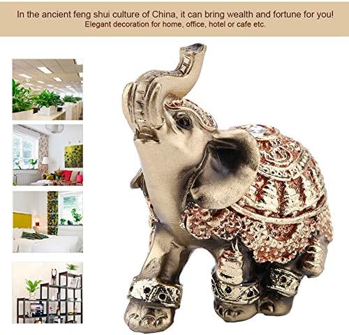Mugast Lucky Feng Shui Златен слон Статуа, симболизира среќа и богатство фигура на слонови, декорација на домови за среќа, подарок за семејство/пријатели