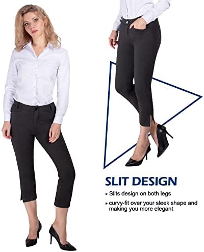 Пувер Капри Панталони за жени фустани деловни обични тенок тенок женски фустани панталони со џебови