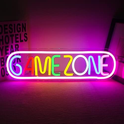 Игра зона Неонски знаци гејмер LED неонски светло зона за игри Неонски знак за wallидни декор игри декор, област за игра, маж пештера, паб, подарок