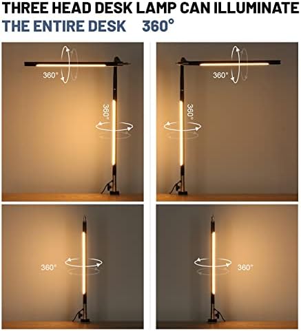 Delizio Desk Lamp 34.25IN, Архитект Светилка за домашна канцеларија, 21W Стегач за ламби, 3 режими на бои Stepless затемнување, модерна