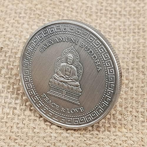 Ykshop Буда статуа предизвик монета Зен декор - сребро