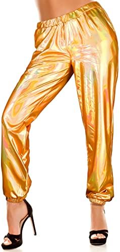 Хип хоп женски метални сјајни панталони 70 -тите диско панк панталони карневал Марди грас Ноќта на вештерките костум костум за танц