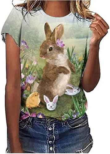 Велигденски кошули за жени Велигденски зајаче маица за зајаци графички маички Велигденски јајца од јајца врвови