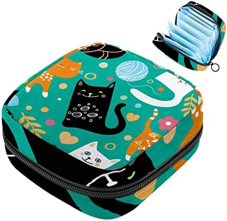 Период торба, санитарна торба за складирање на салфетка, торбичка за периоди, торба за шминка за патувања, апстрактна мачка сина шема