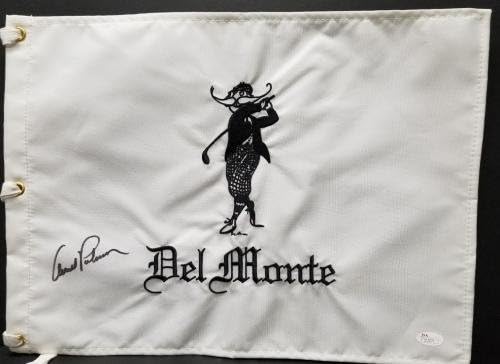 Арнолд Палмер потпиша автограмирано знаме за голф Дел Монте. ЈСА - Автограмирани знамиња на игла за голф
