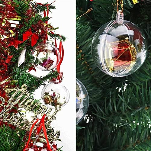 Уфун чисти украси за занаети, пополнети Божиќни топки 2.36 во транспарентна пластика што виси дома декор Божиќ, венчавка градинарска