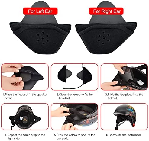 Iguerburn Половина шлем ушите влошки, половина џебови на звучникот на шлемови 1/2 шлемови торбички го намалуваат бучавата на ветерот за моторцикл