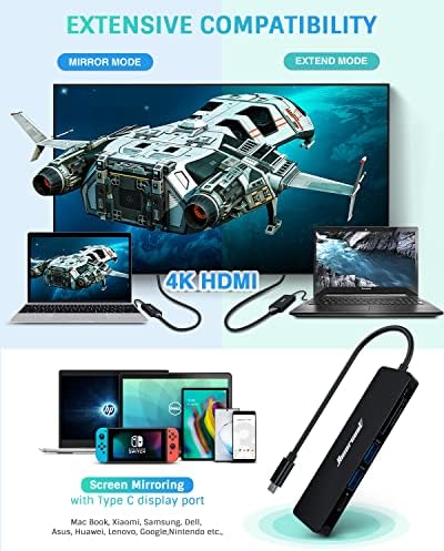 HIEARCOOL USB C Hub, АДАПТЕР USB C Dongle За MacBook Pro, 7 во 1 USB C До HDMI Multport Адаптер Компатибилен ЗА USB C Лаптопи и