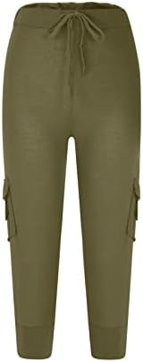 Женски тенок исечен каприс карго џогери пешачење панталони еластични половини меки џемпери, обични панталони за јога култури