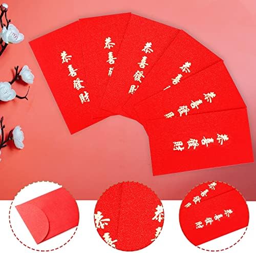 12 ПАРЧИЊА Кинески Црвени Пликови, 6, 69х3, 54во Кинеската Нова Година Црвени Пликови Среќни Пари Џебови Хонг Бао Пликови Подароци Готовински