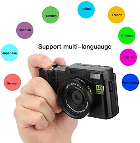 GOWENIC Дигитален Фотоапарат 2.7 K 48MP Компактна Камера Со Висока Дефиниција, 3 инчен Лцд Екран 180 Степен Ротација Џеб Камера, USB Полнење