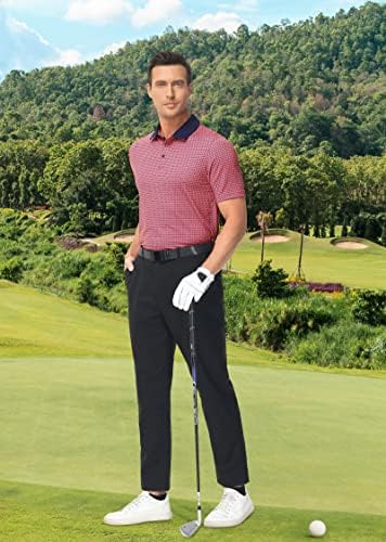 Машки голф Поло кошули со суво вклопуваат перформанси за печатење со кратки ракави, собрани полови кошули