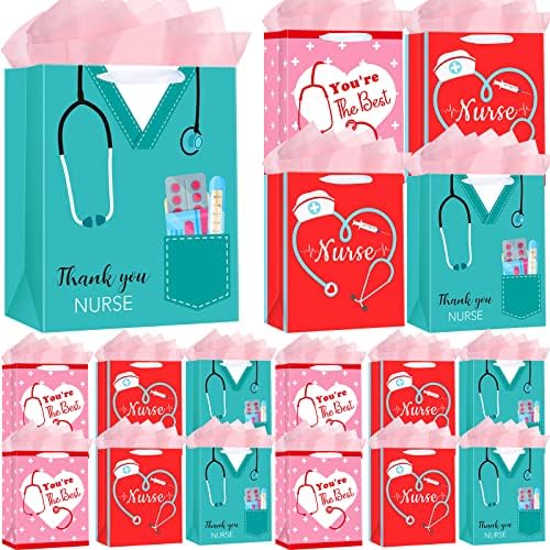 12 Пакет Медицинска Сестра Подарок Торба 13 Голема Дипломирање Подарок Торба со 20 Ткиво Хартија Нега Дипломирање Подарок Торба