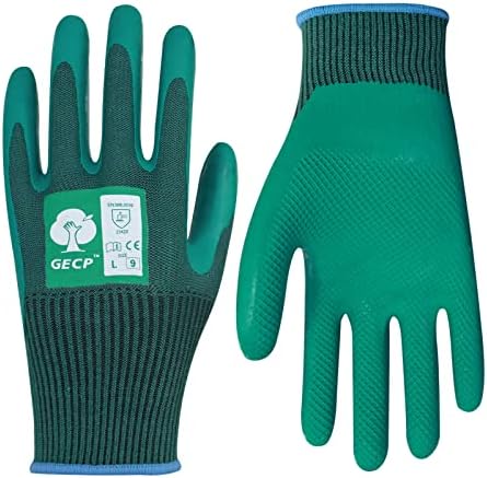 Безбедност на GECP, ракавици за мажи 12пари, еко -гума латекс текстура обложена зафат, ракавици за градинарски ракавици за градинарски