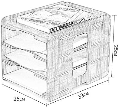 Кабинети за датотеки HLR, дрвена десктоп, 4 слоја на креативни канцелариски материјали, држач за датотеки со повеќе слојни книги,