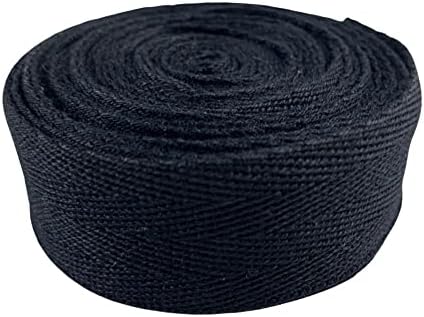 Indy Diy Craft 1 инч x 5 јарди црна памучна ткаенина Twill лента харинга лента лента пристрасна лента памучна лента за веб -лента за
