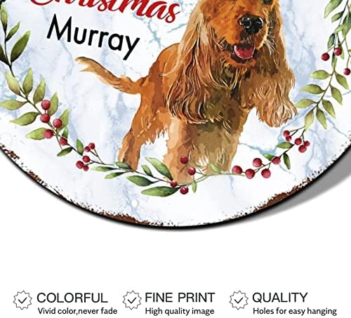 Божиќни венци знаци куче во капа кардинас венец круг метален калај знак што виси Божиќни украси Ретро плакета метални знаци за двор