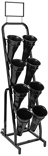 Цветна количка со 8 пластични вазни и рамка за знаци во црна боја; Севкупни димензии 15 1/2 W x 69 H x 20 D