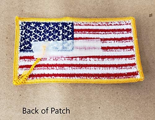 Американското американско знаме го обрати рамената лепенка жолта граница. Направено во САД 3.25 x 2