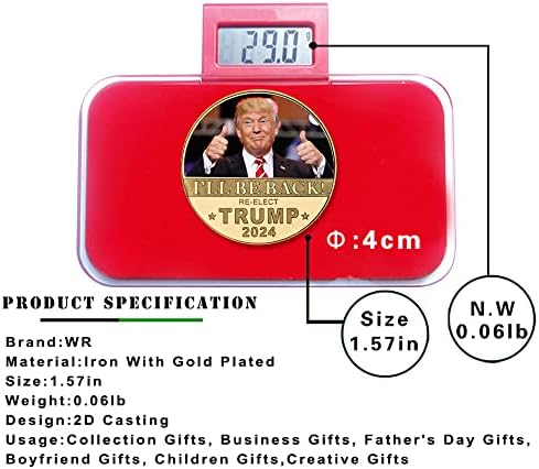 2024 Доналд Трамп Златник Поставен Во Кутија, Позлатена Колекционерска Монета на 45-тиот Претседател На Соединетите Држави