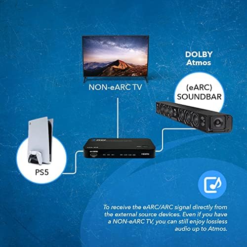 ОРЕЈ eARC 4K 60Hz Аудио Екстрактор Конвертор 3x1 Звучна Лента 18G HDMI 2.0 Arc Поддршка-HDCP 2.2-Dolby Atmos Digital/DTS Passthrow Cec,