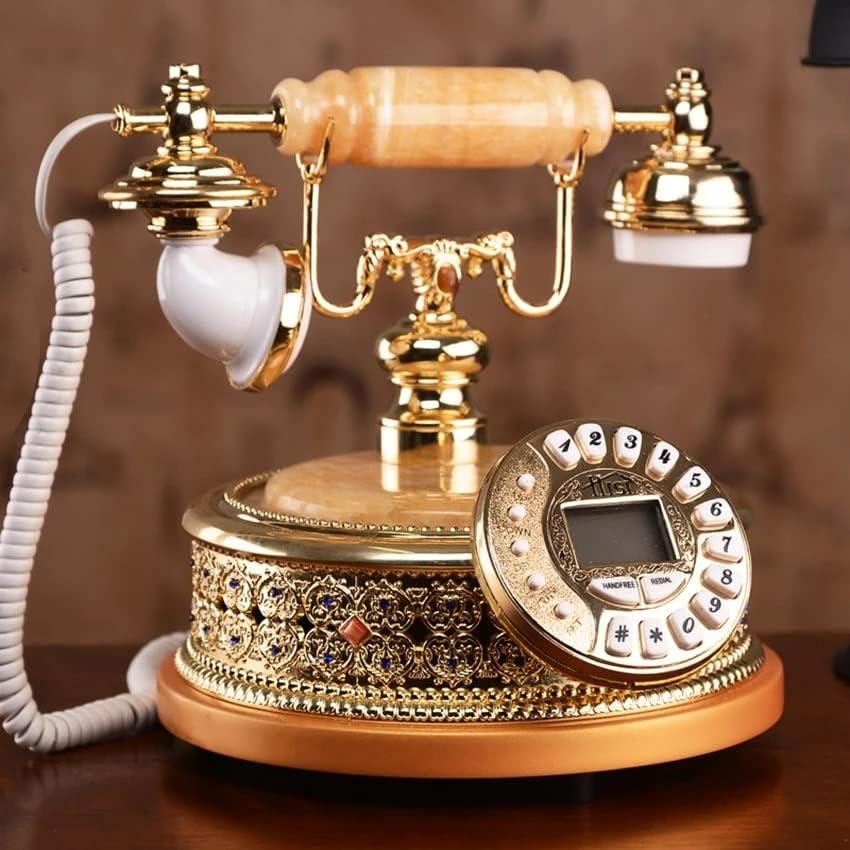 Телефонски телефон за антички фиксни телефони LepsJGC со Rhinestones, ID на повик DTMF/FSK, 16 мелодии, прилагодлива осветленост на LCD