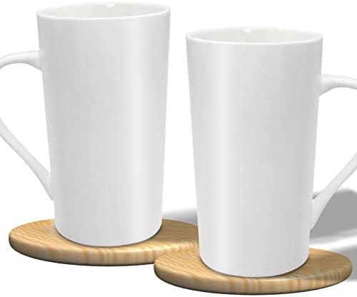 ЈИНУОВЕИ 20оз Чаши За Кафе Керамички Високи Чаши За Кафе Со Рачка Порцелан Големи Чаши За Млеко Бели Чаши За Пиење За Чај, Кафе, Какао,