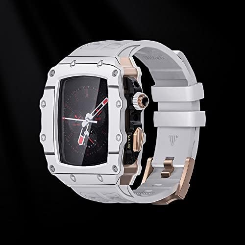 Маалија Футрола Од Јаглеродни Влакна за Apple Watch 8 7 44mm 45mm Гумен Ремен Луксузен Комплет За Модификација На Рамка За Рамки За Јаглеродни