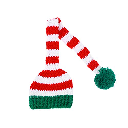 Амосфун Бебе Божиќна елф со долга опашка од капчиња, плетени капачиња за порибување на капачиња за новороденчиња