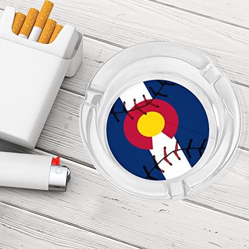 Колорадо државно знаме Бејзбол чипка стакло од пепелници за цигари за ветровито ѓубре може да печати фенси ленти за пепел за домашна канцеларија во хотел за внатре