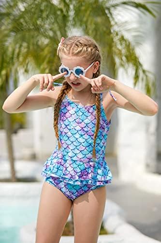 Девојки за сечење девојки со едно парче костим за капење симпатична од рамото Брзо суво капење со разголен полите 2-9 години