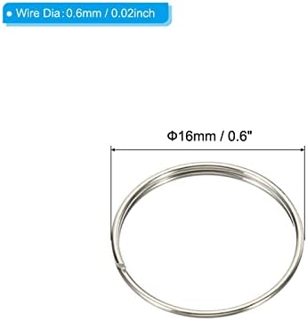 Mini Split Rings Patikil, 150 пакувања 16 mm/0,6 OD Split Circular Ring Ring Niestiance Steel Clip за додатоци за прицврстување на лустерски