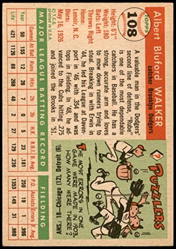 1955 Топпс 108 Руби Вокер Бруклин Доџерс Дин картички 5 - екс Доџерс