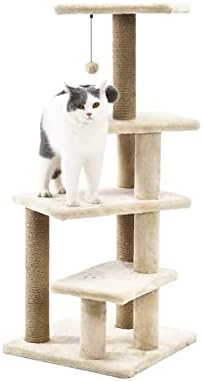 Амазон Основи Мулти-Платформа Мачка Кондо Дрво Кула Со Гребење Пост - 28 х 21 х 42 Инчи, Беж