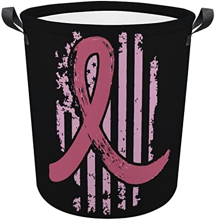 Ретро Бои Розова Лента Рак На Дојка Кошница За Перење Склопувачки Алишта Ја Попречуваат Кантата За Перење Облека Торба За Складирање