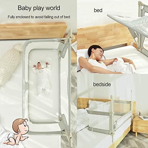 3 Во 1 бебешки корпи за спиење покрај креветот, 120х50см, соспан за бебе во кревет, Преносливо Креветче, корпа за спиење прикачена