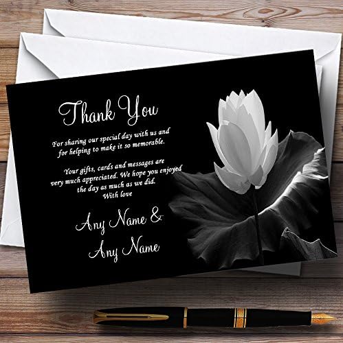 Прекрасен Црн Бел Цвет Персонализирана Свадба Ви Благодариме Картички