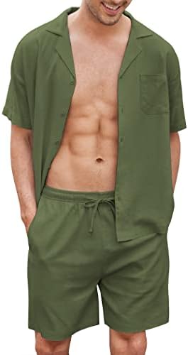 Копчиња за постелнина за машки постелнини со кратки кошули нагоре со кошули плажа Хавајски 2 парчиња краток сет