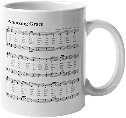 Неверојатна Грејс Евангелие химна пијано лист музика на кафе и чај чаша за христијани, пијанист, тастатурист, музичар, водач на богослужба, пастор,