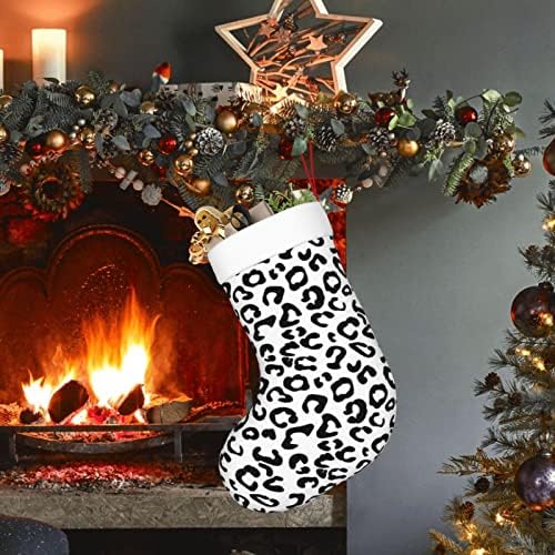 Црните леопард печатење на Божиќни чорапи за украси за Божиќни забави за домашен одмор