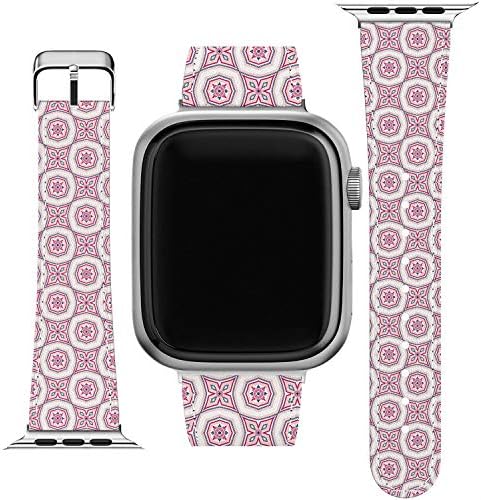 Lex Altern Screstband Компатибилен за Apple Watch Series 1/2/3/4/5/6/7/SE Print Band Slim PU кожа Boho Замена на нараквици