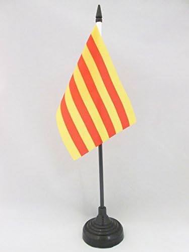 Знаме На Аз Каталонија Знаме на Маса 4 х 6 - Каталонско Биро знаме 15 х 10 см-Црн Пластичен Стап И Основа
