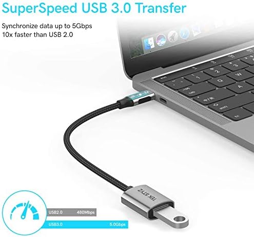 Адаптерот TEK Styz USB-C USB 3.0 работи за Samsung SM-N970U OTG Type-C/PD машки USB 3.0 женски конвертор.