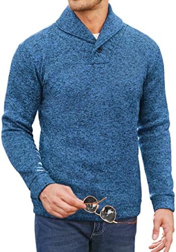 Coofandy Men се облекуваат шал јака пуловер маичка мода тенок фит плетен џемпер