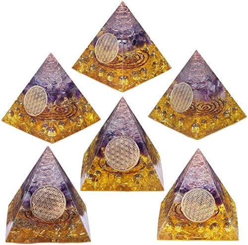 Rockcloud Исцелување кристален оргон пирамида со цвет на живот Симбол генератор на енергија за емф заштита медијација домашна канцеларија