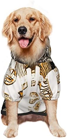 Големо кучиња Худи ретро-битно-биткоин-моно-молен џемпер за миленичиња со капа со мека мачка облека со голема облека, голем палто