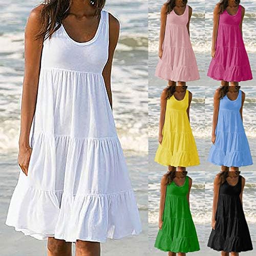 Уништување на женската облека за плажа на обична забава без ракави, лабава плетена вечер мини фустан